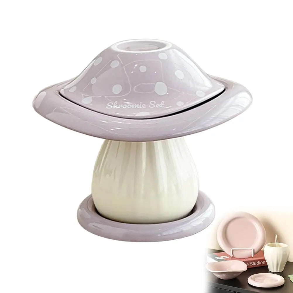 Large Capacity Ceramic Mushroom Set Bowls and Plates for Home Kitchen Countertop French Butter Dish Gift Boxes