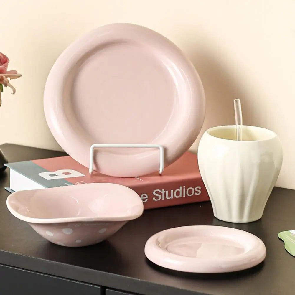Large Capacity Ceramic Mushroom Set Bowls and Plates for Home Kitchen Countertop French Butter Dish Gift Boxes