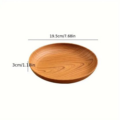 10-Piece Wood-Grain Colored Plastic Plate Set, Thickened Salad Sandwich Bread Tray, Breakfast and Dinner Tableware, Family Restaurant Pasta and Rice Dish Tray, Party Outdoor Camping Plate