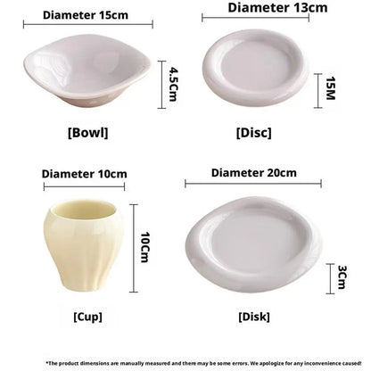 Large Capacity Ceramic Mushroom Set Bowls and Plates for Home Kitchen Countertop French Butter Dish Gift Boxes