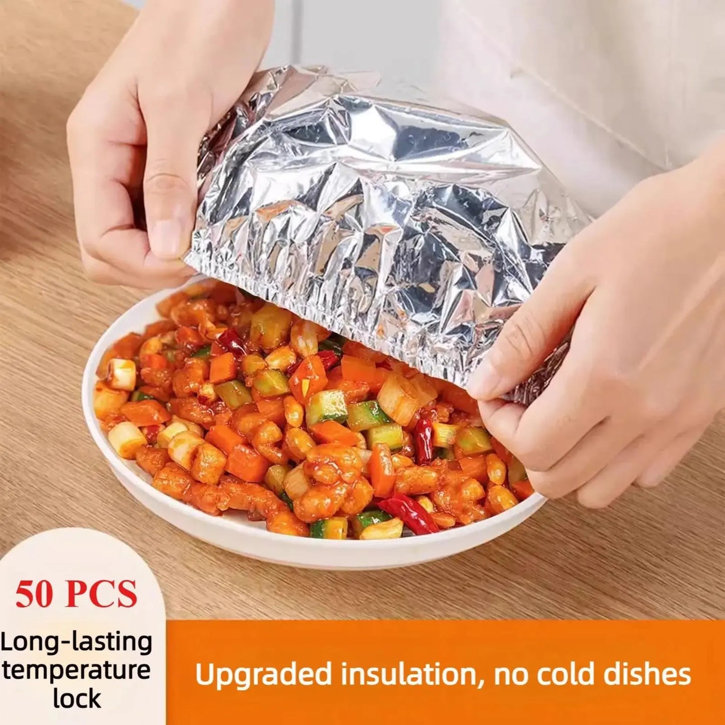 Home Dining Table & Food Container Aluminum Foil Heat-Retaining Cover, Kitchen Food Insulation and Freshness Keeping, High-Quality Aluminum Foil.