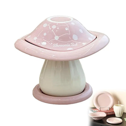 Large Capacity Ceramic Mushroom Set Bowls and Plates for Home Kitchen Countertop French Butter Dish Gift Boxes
