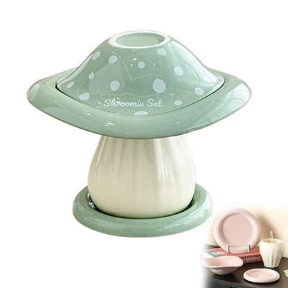 Large Capacity Ceramic Mushroom Set Bowls and Plates for Home Kitchen Countertop French Butter Dish Gift Boxes